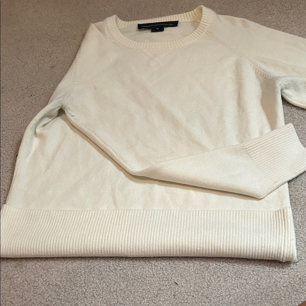 French Connection Women's Ivory Crew Neck Sweater